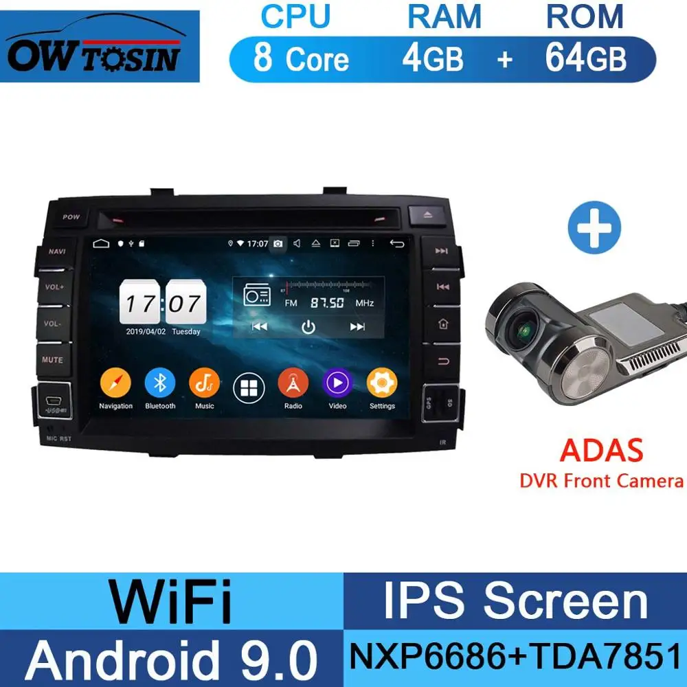 " ips 8 ядерный 4 Гб ram+ 64 Гб rom Android 9,0 автомобильный dvd-плеер для Kia Sorento 2012 2013 DSP радио gps Parrot BT Adas Multimedi - Цвет: 64G Adas Camera