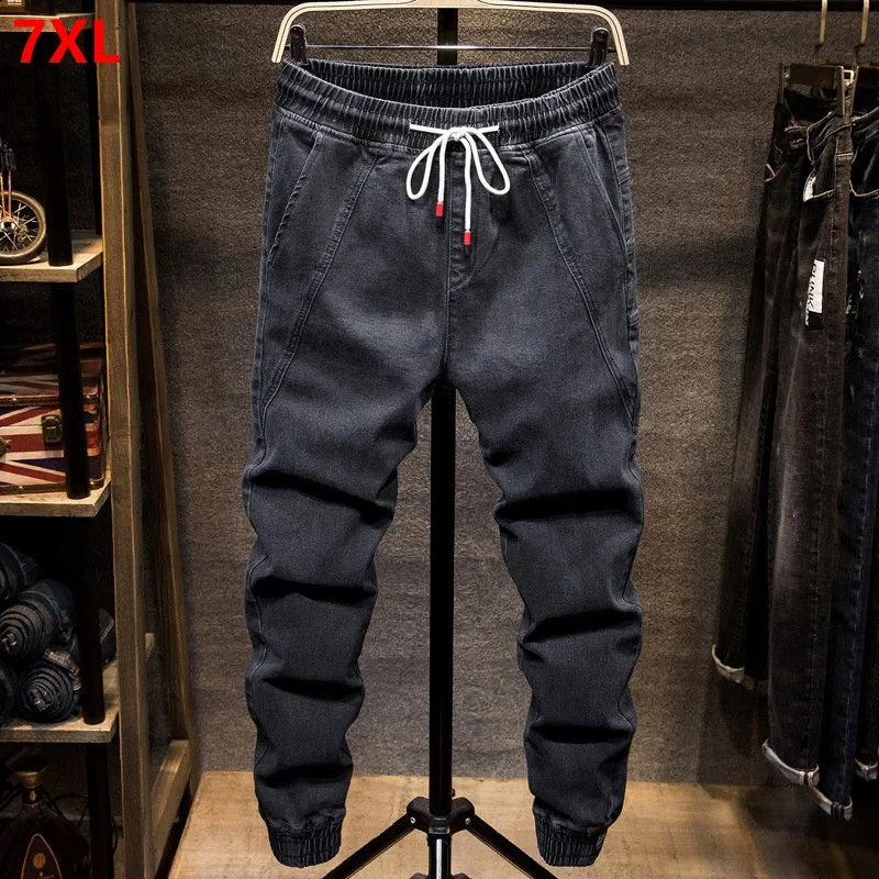 Autumn and spring models elastic waist Harlan jeans men's tide brand fat fat people large size small feet closing tooling beam