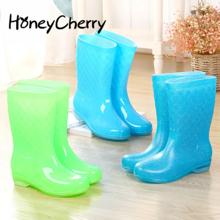 

Fashion Belt Flash Cylinder Women's Rainshoes Slip-proof, Wear-resistant And Waterproof Rainshoes Women's Pvc Water Shoes