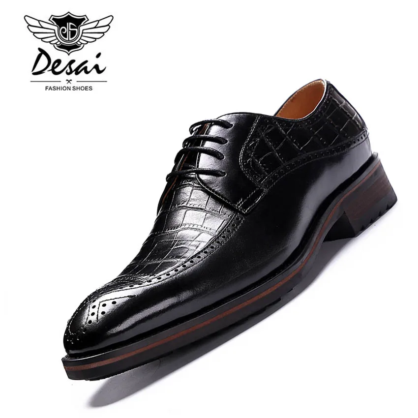 

DESAI New Black Handmade Shoes Men Genuine Leather Shoe Business Dress Casual Oxfords Men's Formal Wedding Shoes