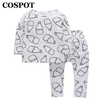 

COSPOT 2019 New Kids Clothing Set Spring Autumn Cotton T-shirt Pajamas Set LSuit Children Baby Boys Girls 2Pcs T Shirt+Pants 30