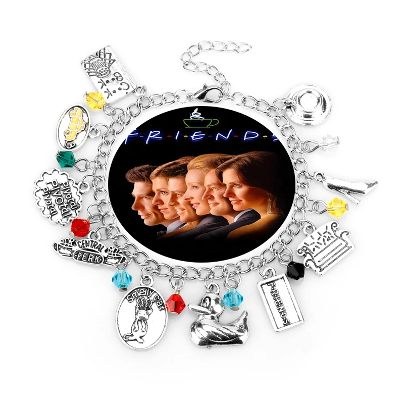 

TV Show Friends Bracelets for Women Central Perk Coffee Time Smelly Cat Cook Book Charms Bangle Bracelet Female Jewelry Gift