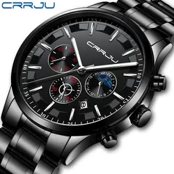 CRRJU часы Для мужчин Мода Спорт Кварц Простой часы Роскошные Водонепроницаемый ультра тонкий Дата кварцевые наручные часы для Для мужчин