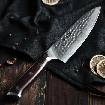 

HEZHEN 6.5'' Chef Kitchen Knives VG10 Damascus Steel High Quality Slicing Meat Fruit Vegetable Knife Madagascar Dalbergia Handle