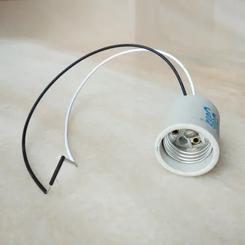 

10pieces/lot CE Certification E27 High temperature ceramic Lamp Holder with M10 metal back bracket and 30/40/50cm wire