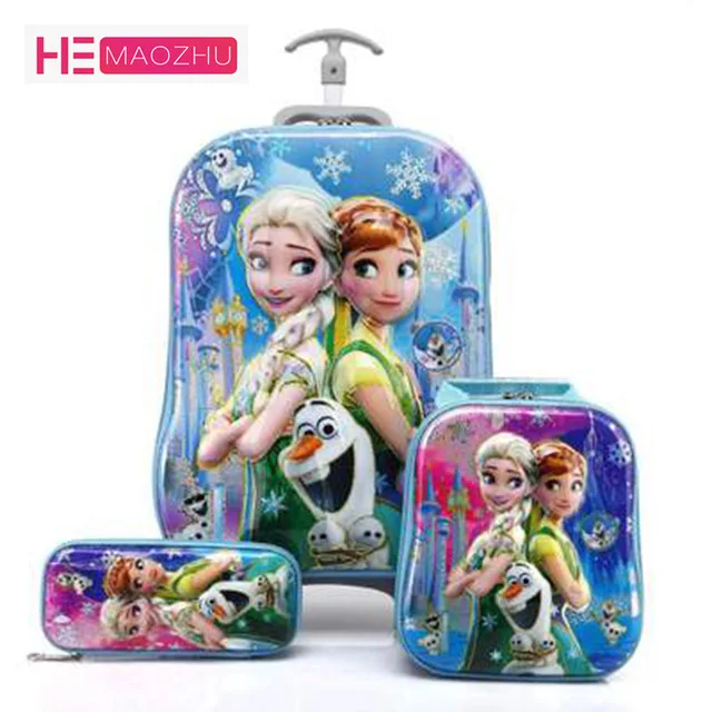 Брендовый 3D чехол на колесиках для мальчиков и девочек, детский багажный чемодан с тяговым стержнем, чемодан для путешествий, чемодан для девочек, коробка с тяговым стержнем, детский карандаш