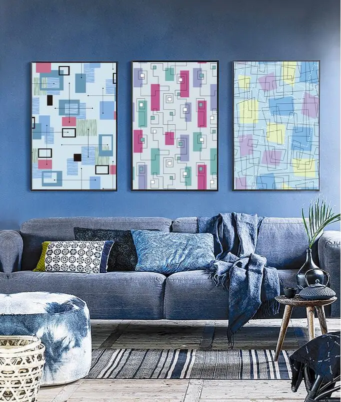 

Abstract Painting Art Wall Poster Colorful Geometry Shape Concise Lines Decoration Home Canvas Picture No Frame