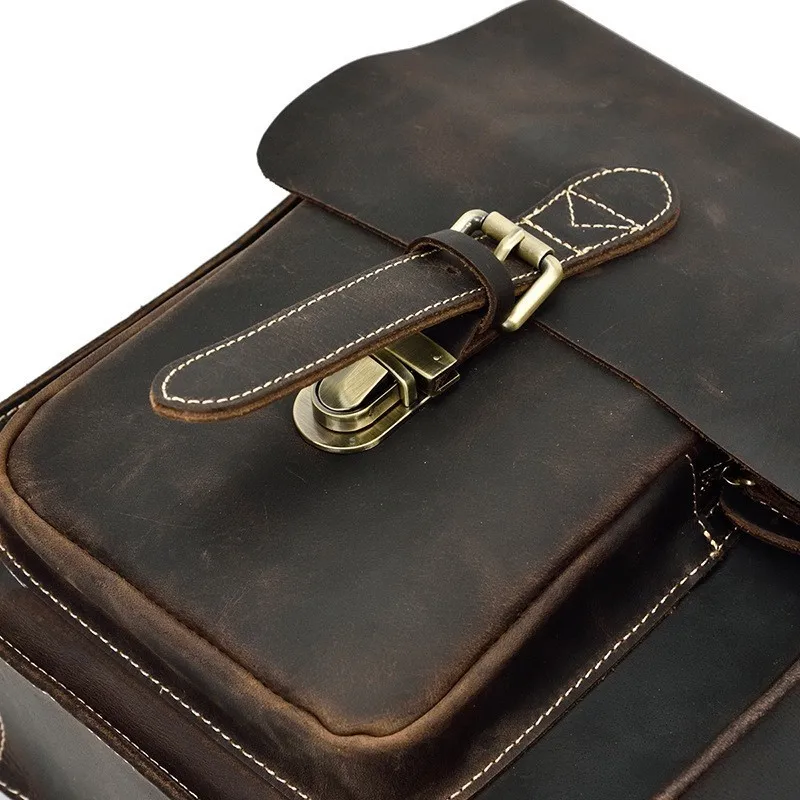 Мужская сумка из натуральной кожи классический винтажный портфель crazy horse кожаная мужская большая сумка для ноутбука через плечо