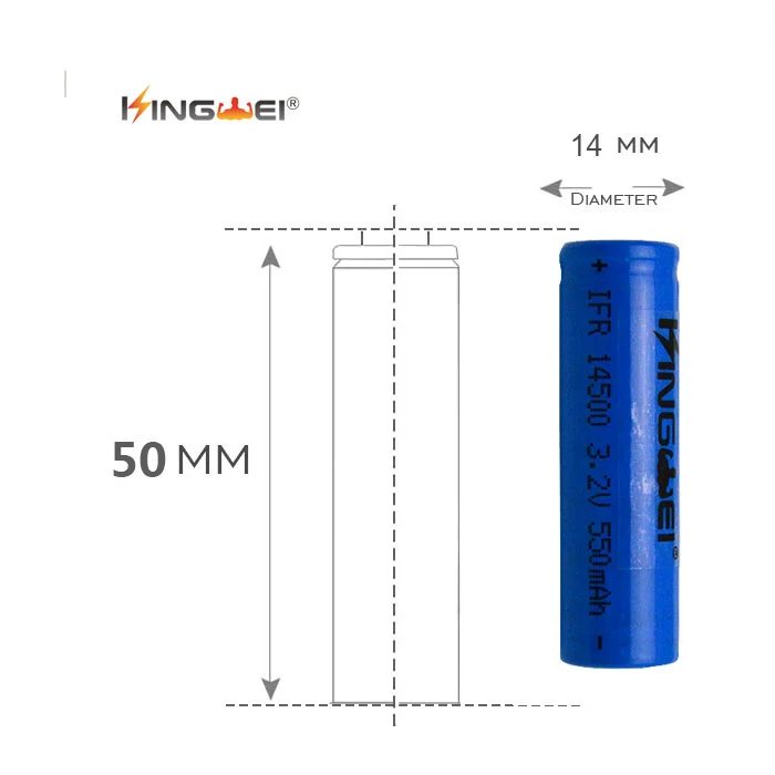 Kingwei 4 шт 3,2 v IFR 14500 AA Размер LiFePO4 батарея 550mah аккумуляторная батарея для фонарика камеры Солнечный СВЕТОДИОДНЫЙ светильник