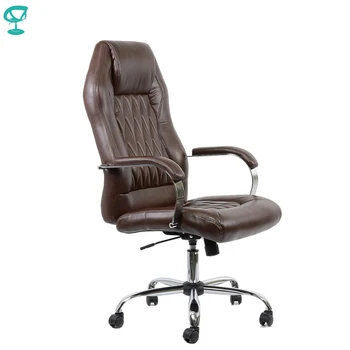 

95157 Brown Office Chair Barneo K-69 eco-leather high back chrome armrests with leather straps free shipping in Russia