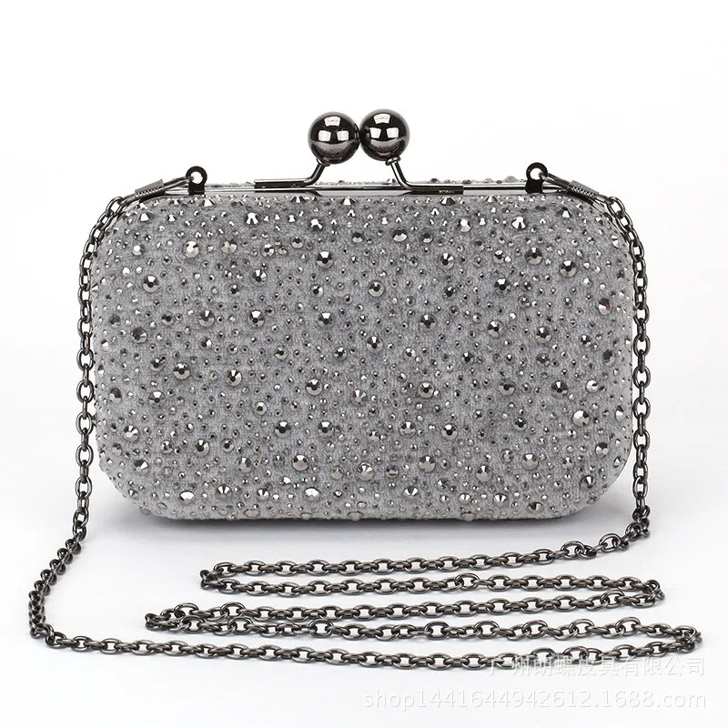

Hot crystal Clutch Bag Grey evening purse crystals clutch chain shoulder bag women's handbag Gold Sky blue Mini Clutches 811