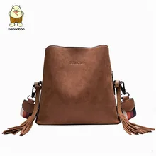 Beibaobao сумки для женщин широкий плечевой ремень ведро модная сумка на одно плечо кисточкой твердые сумки через плечо для дам сумка-мессенджер