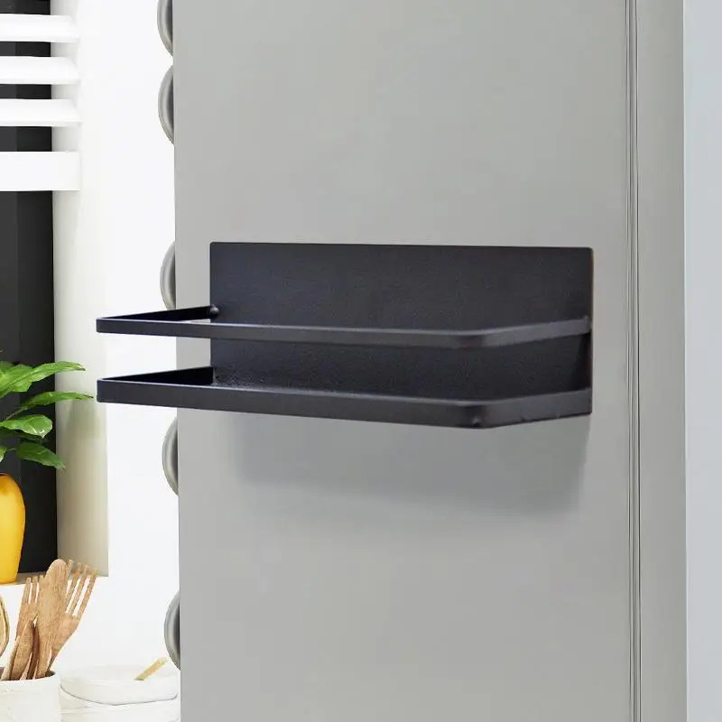 Кухонная полка холодильник сторона магнитного поглощения стеллаж для хранения емкость для приправ инструменты для пряностей кухонные столовые устройства# SW - Цвет: Black