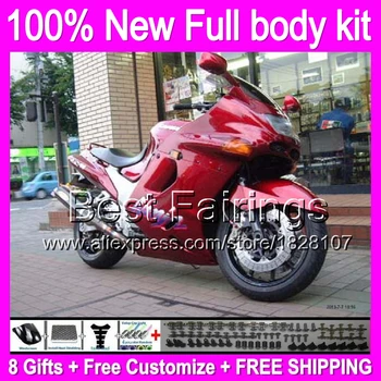 

93-01 For KAWASAKI ALL Glossy red NINJA ZX11 ZZR1100 B433 ZX11R ZZR 1100 11 1993 1995 1996 98 2000 2001 Gloss red +decal