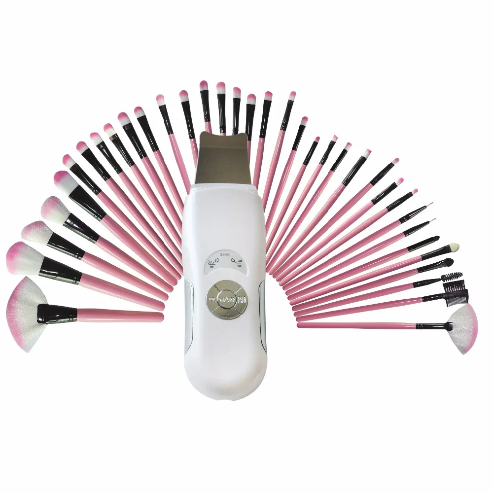 Ultrasonic Facial Massage Cleaner Beauty Face Skin Smooth Nature Skin Remove Keratin Dirt Acne+32 Pink Comestic Wood Brushes Set Ultrasonic Facial Massage Cleaner Beauty Face Skin Smooth Nature Skin Remove Keratin Dirt Acne+32 Pink Comestic Wood Brushes Set
