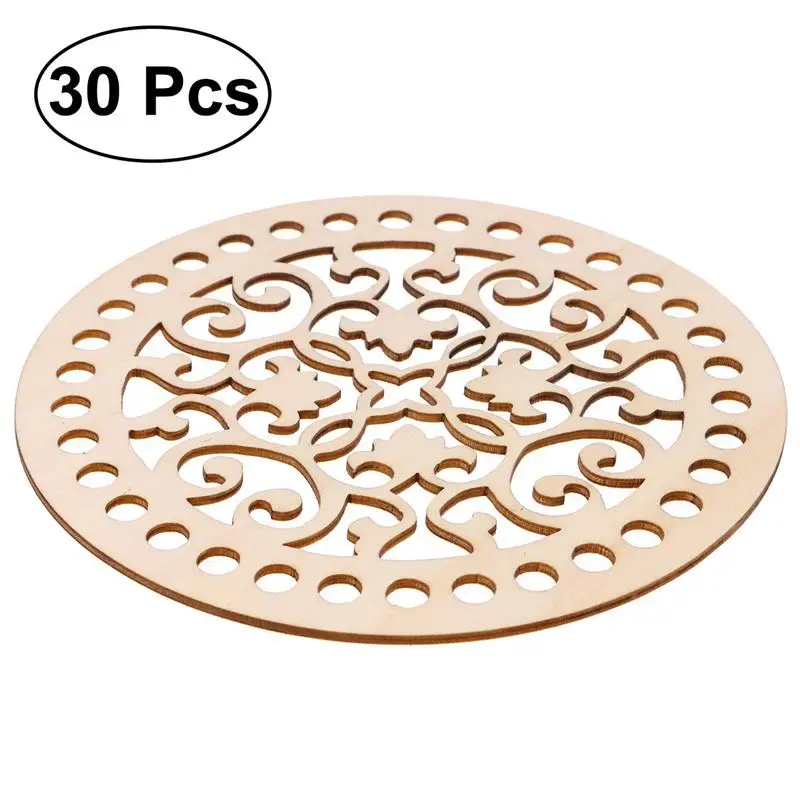 

30Pcs 10cm Wooden Hollow Round Cutout Slices Discs For DIY Craft Embellishment Ornaments And Wedding Party Home Decoration