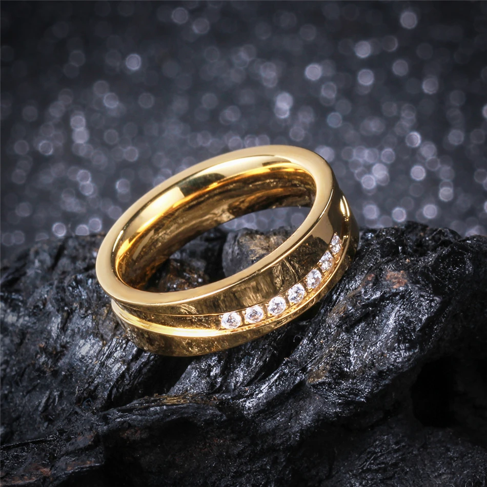 

Soul Men 2018 Special 7pcs CZ Stone Rings for Girl 6mm Titanium Steel Engagement Rings Women Gold Color Jewelry US Size 6-9