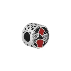 Подходит для Pandora Charms браслеты сияющее сердце Poker бусины с красной эмалью 100% 925 пробы-серебро-ювелирные изделия Бесплатная доставка