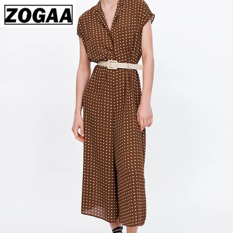 

Polka Dot Off Shoulder Sexy Women Jumpsuit Deep V Collar Out High Waist Strap Wide Leg Pants Female 2019 ZOGAA