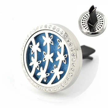 

New Design 30mm Stainless Steel Car Air Freshener Aromatherapy Essential Oil Diffuser Jewelry with Vent Clip