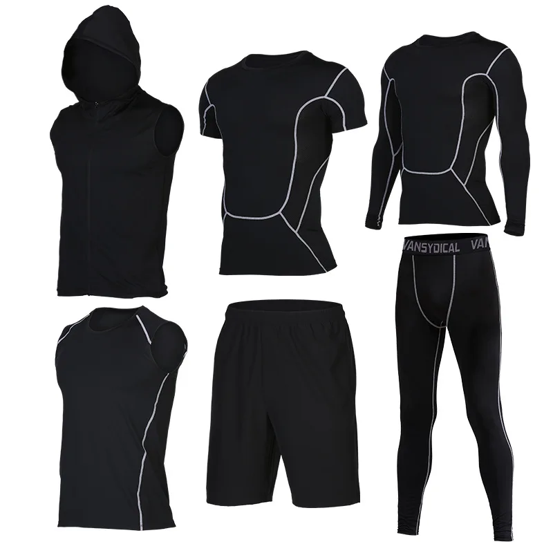 Дышащий комплект для бега мужские спортивные колготки Спортивная одежда для бега компрессионные баскетбольные костюмы для тренировок одежда для футбола спортивный комплект для бега - Цвет: 14