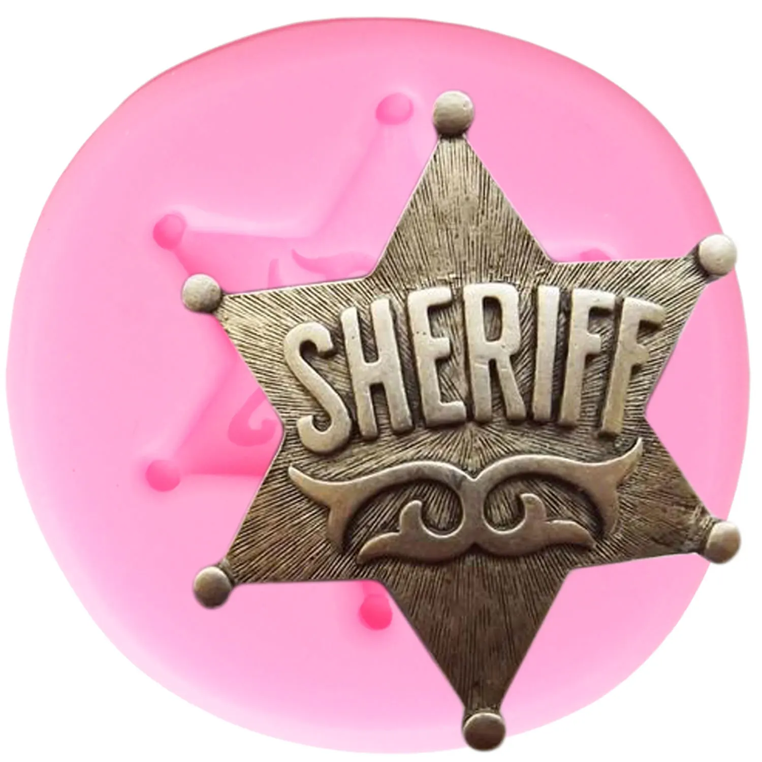

Western Sheriff Badge Silicone Mold Baby Birthday Fondant Cake Decorating Tool Cookie Baking Candy Clay Chocolate Gumpaste Mould
