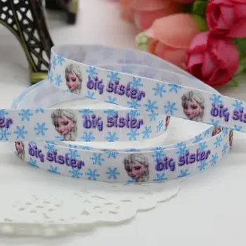 

DHK 3/8'' 5yards girl big sister printed grosgrain ribbon hair bow diy party decoration OEM Wholesale 9mm C1251