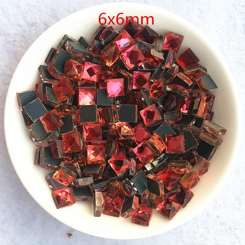 

30gram(200pcs) Square 6X6 Crystals HotFix FlatBack Rhinestones glass strass,Fancy shape DMC Hot Fix stones for wedding