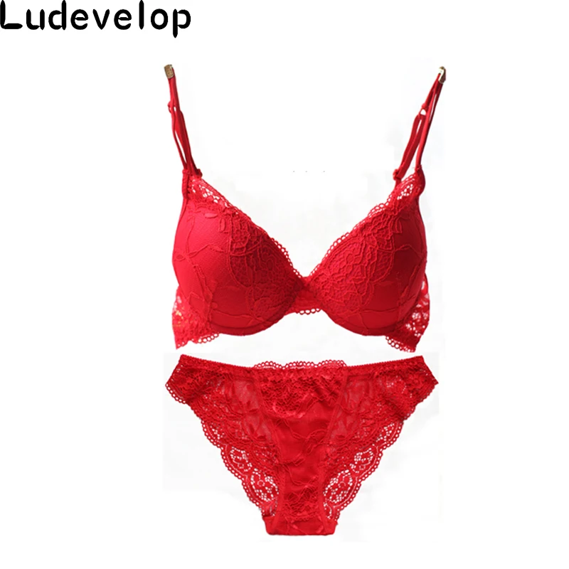 

New Hot Sexy Deep V Lace Bra Sets With Briefs Knickers 32-38 A B C Cup 6 colors