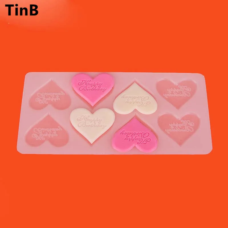 

Heart happy birthday Chocolate Candy Jello 3D Silicone Mold Chocolate Bithday Cake Mould Silicon Fondant Cake Decorating Tools