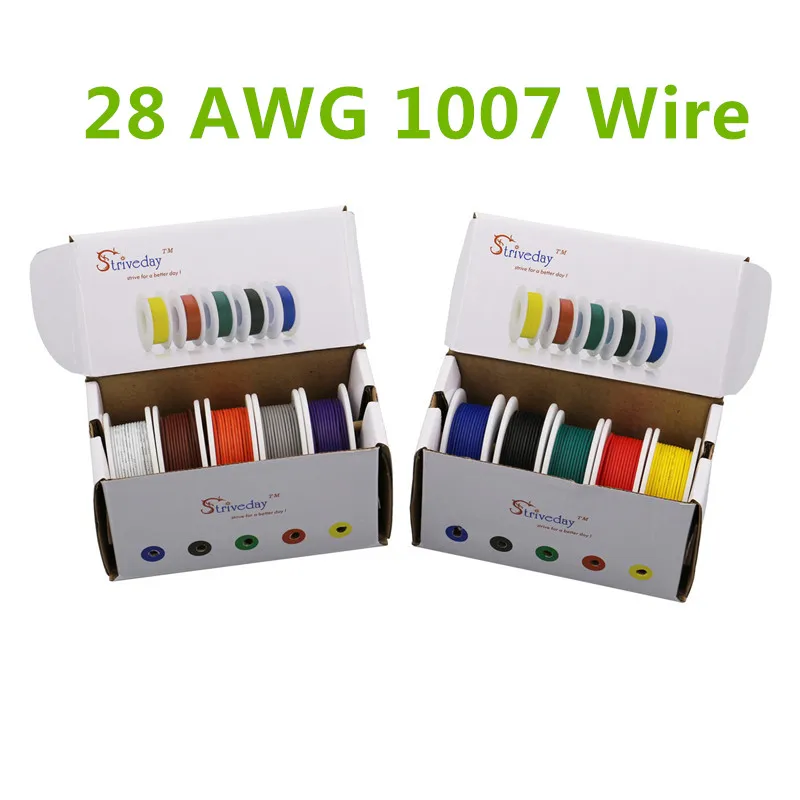 Skup 50m UL 1007 28AWG 5 mieszanka kolorów box 1 box 2 pakiet przewód elektryczny linii linii lotniczych z miedzi z pcb drutu