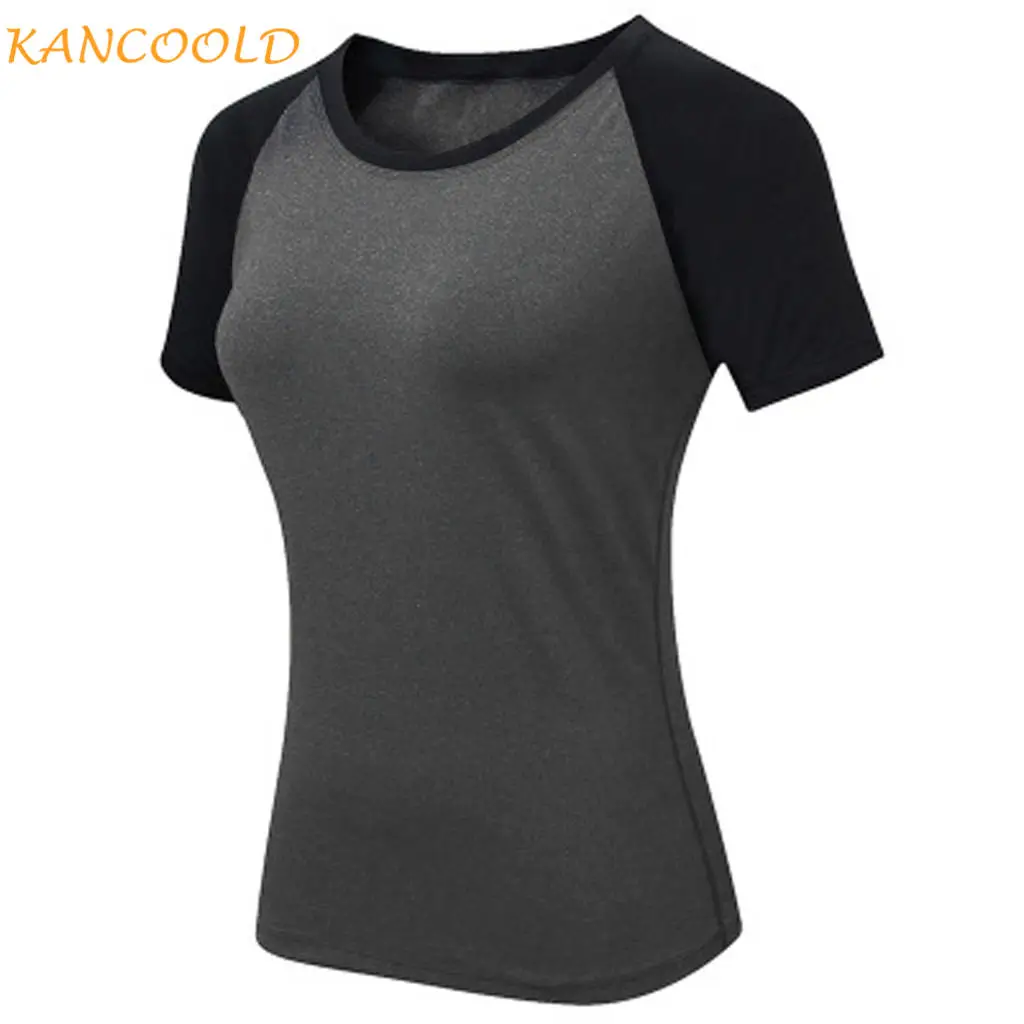

KANCOOLD 2019 Top Sports T-Shirts For Women Yoga Top Crop Top Women Short Sleeve Relaxed Fit Training Summer Sportswear Gray