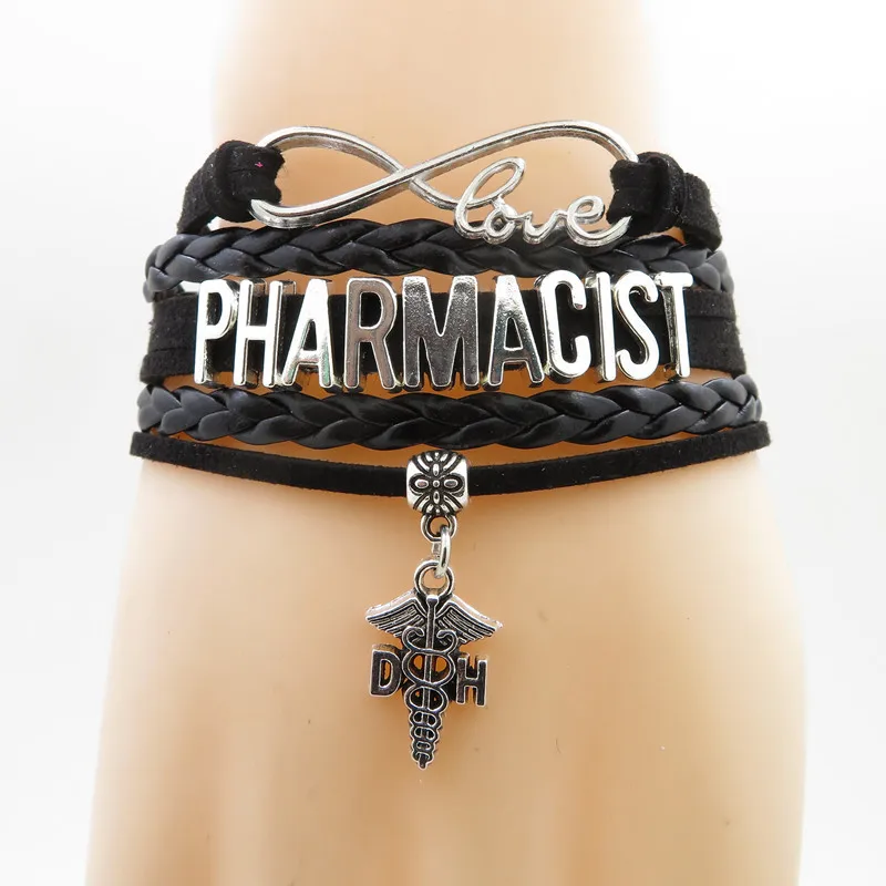 

love Profession pharmacist Bracelet Medical Charm bracelet leather bracelets & bangle for women jewelry Angel nurse gift