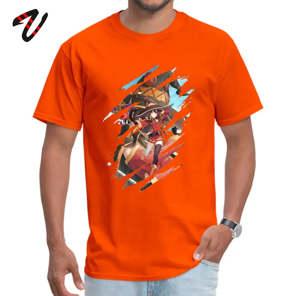 Футболка Megumin KonoSuba, с круглым вырезом, с рисунком, с коротким рукавом, Linkin Park, все хлопковые мужские футболки для отдыха, Прямая поставка - Цвет: Orange