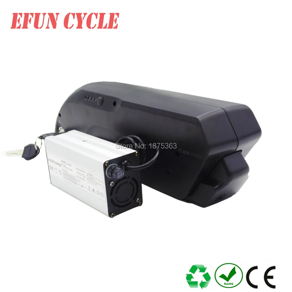 

For beach cruiser bike 48V 11.6Ah Li-ion tiger shark down tube ebicycle battery with charger for 500-1000W motor free shipping
