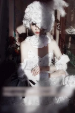 Anime Negro Mayordomo Muñeca Princesa Alambre Blanco Gothic Lolita Vestido de traje de Cosplay conjunto Completo Por Encargo Del Traje de Halloween para las mujeres