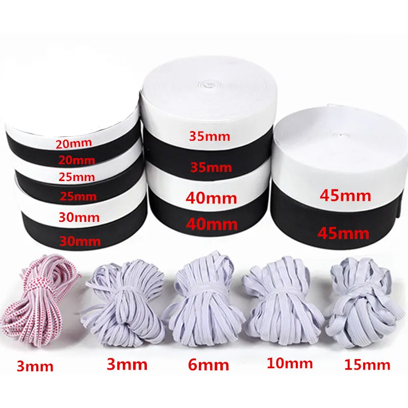 

5y DIY Sewing Accessories Flat Elastic Band White/black Nylon Highest Elastic Bands Garment Trousers AA8272