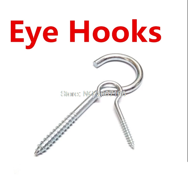 50PCS HOOKS Heavy Duty Metal Screw In Eye Hooks Picture Frame Hanging