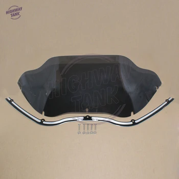 

9.5" Smoke Wave Motorcycle Windshield Windscreen & Black Hole Shot Trim Case for Harley Road Glide 1998-2013