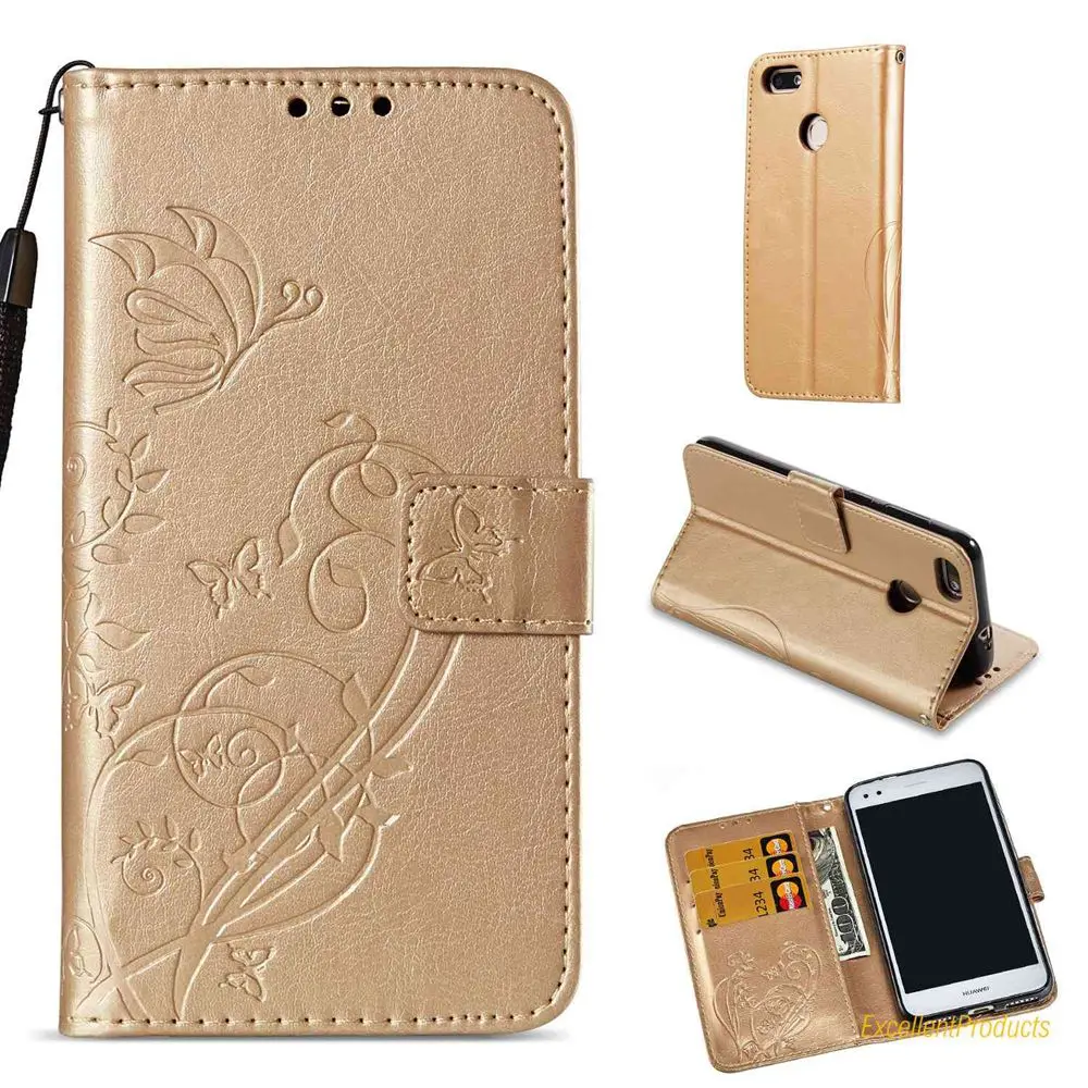 Телефон чехлы для Fundas huawei P9 LITE мини Чехол coque Обложка бабочка цветок тиснение Флип