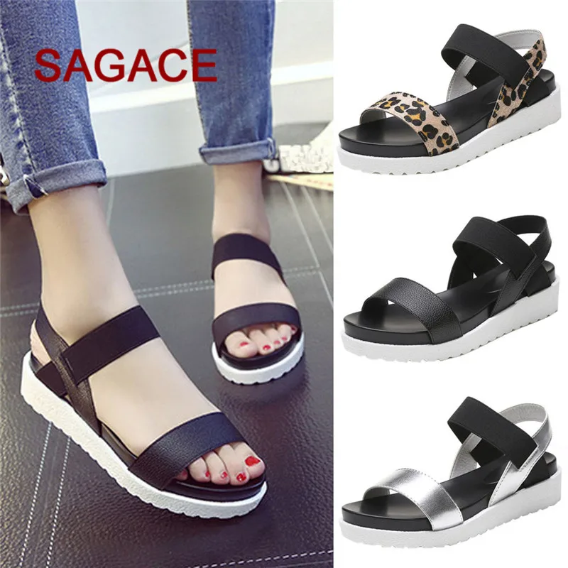 

HB@Fashion Sandals Women Aged Leather Flat Sandals Ladies Shoes