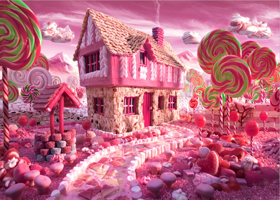 

Customize vinyl photography backdrop Candy house computer print background for photo studio 7X5ft F-1514