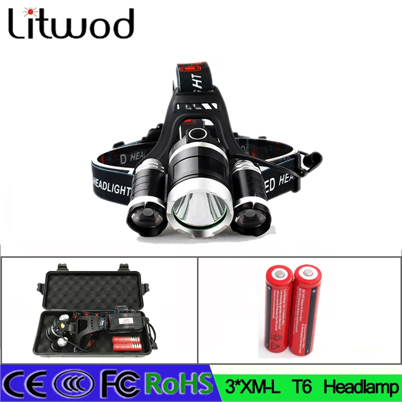 05 z55 high quality 3T6 headlight 9000LM 3x XM L T6 LED Headlight 9000 Lumen battery