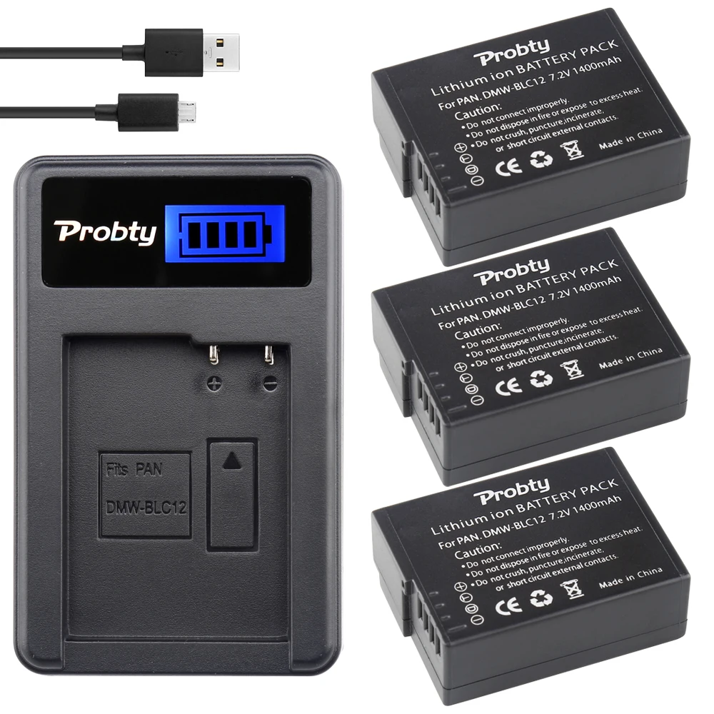 Аккумуляторная батарея PROBTY 3x DMW-BLC12 DMW BLC12PP с ЖК-дисплеем и USB зарядным устройством