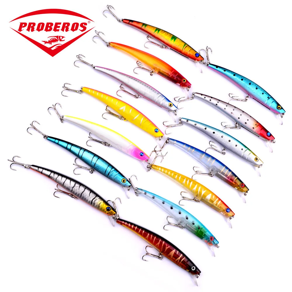 

14pcs/lot Isca Artificial 3D Eyes Plastic Fishing Lures Float Fish Bait 115mm/12g Jerkbait Crankbait Hard Bait Wobbler Trolling
