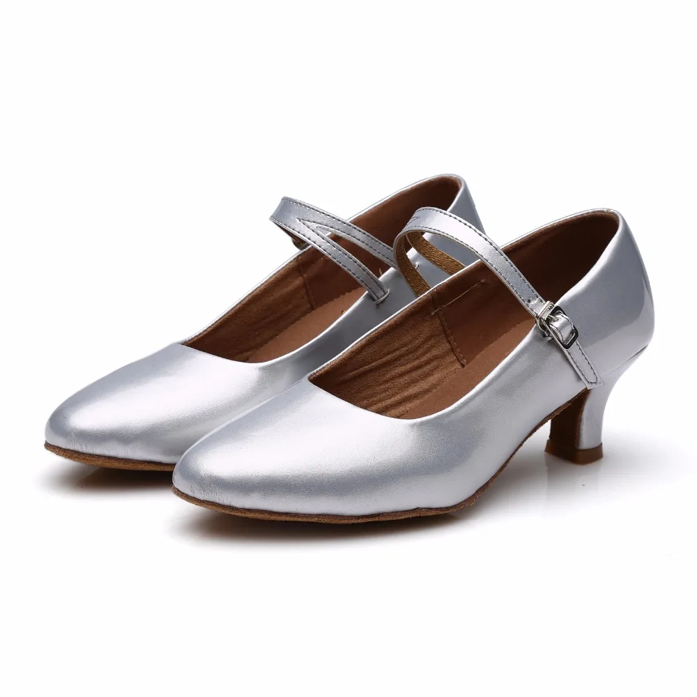 

Women's Ballroom Latin Dance Shoes Silver Gold Salsa Social Party Shoes Female Tango Dance Shoes Soft Sole Heels 5/7.5cm VA20