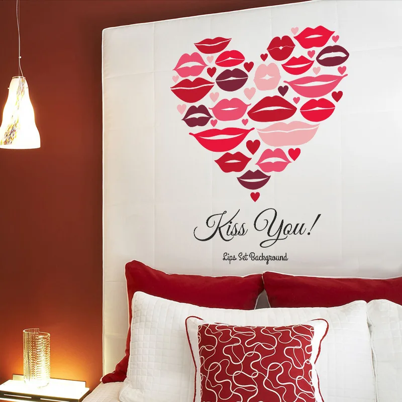 

Red Lips Of Love Vinyl Wall Stickers Home Decor DIY Wedding Bedroom Living Room 3D Art Wall Decals House Decoration Wallpaper