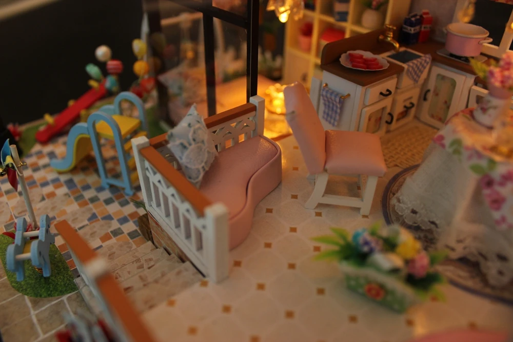 Diy Кукольный дом деревянный миниатюрный кукольные домики мебельный набор коробка головоломка сборка сладкое слово кукольный домик игрушки для рождественского подарка
