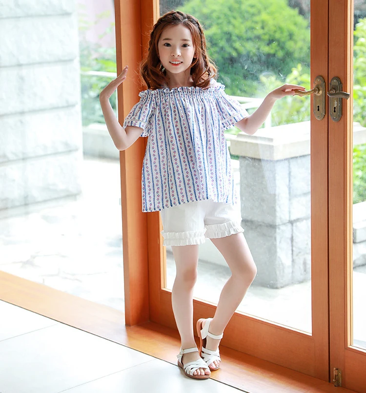 new summer 2018 cotton off shoulder baby blouses for big girls striped printed blouse children school shirt for kids tops clothing  4 5 6 7 8 9 10 11 12 13 14 15 years little big teenage girls fashion tops clothes kids shirts blouses  (10)