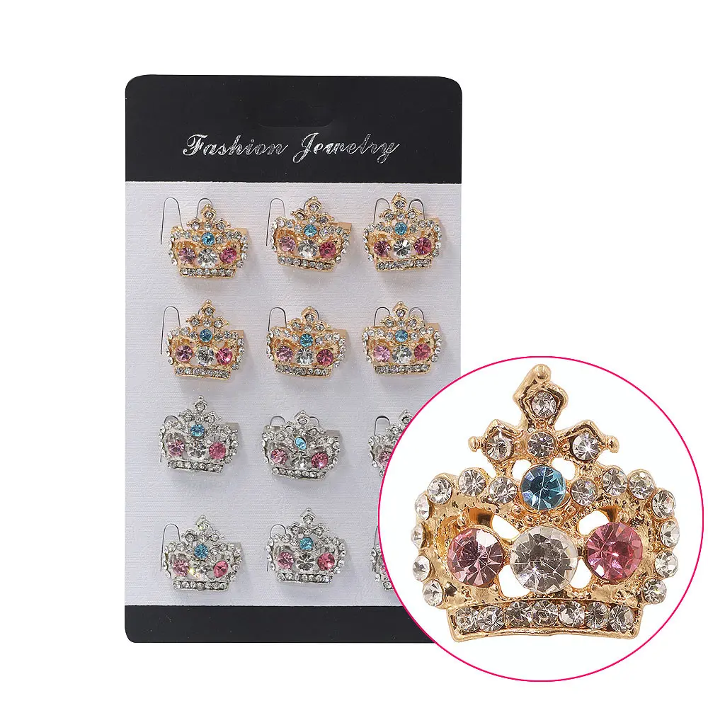 12pcs/Set Crown Pins Brooch for Women Wedding Party Brooch Arabian